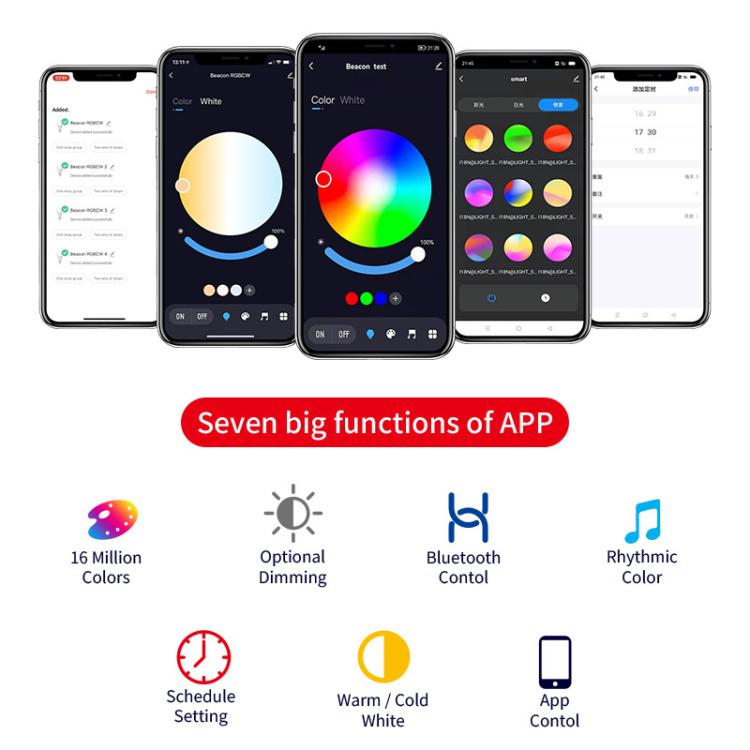 โคมไฟเพดานอัจฉริยะ Tuya Bluetooth แบบกลมฝังใน เปลี่ยนสี RGBCW ปรับความสว่างได้ Tuya Bluetooth 10W 85-265V
