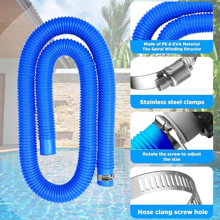 สายยางสระว่ายน้ำขนาด 32 มม. พร้อมข้อต่อและไขควง สำหรับ Intex 300 GPH/530 GPH, สายยางสีขาวยาว 1.5 เมตร, สายยางสีน้ำเงินยาว 1.5 เมตร, สายยางสีน้ำเงินยาว 1 เมตร, สายยางสีขาวยาว 1 เมตร