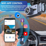 กล้องบันทึกการขับขี่รถยนต์ 4K แบบสามเลนส์ เชื่อมต่อ WIFI, G79