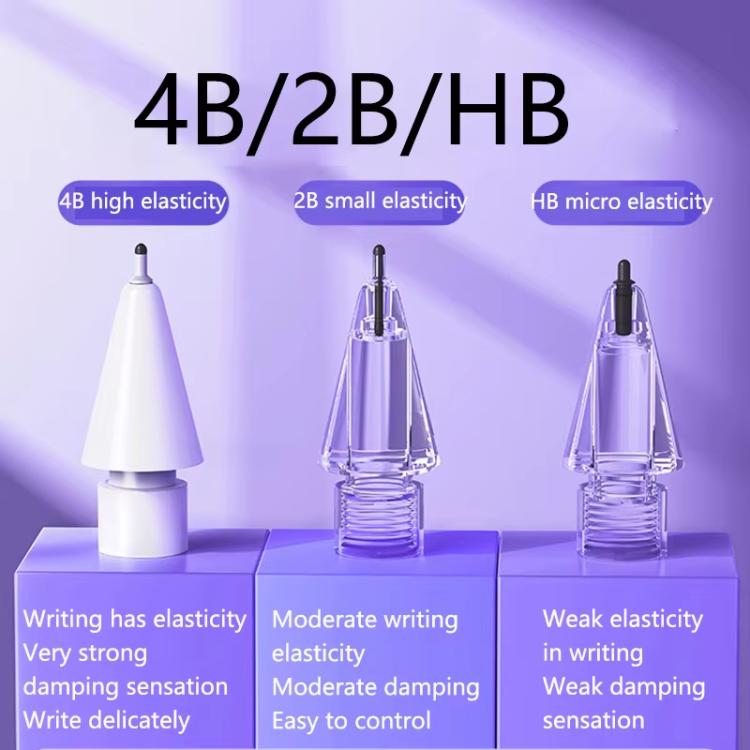 หัวปากกา Apple Pencil 2 / 1 แบบยืดหยุ่นนุ่มเงียบเปลี่ยนได้, 4B สีขาว, 4B โปร่งใส, 2B สีขาว, 2B โปร่งใส, HB สีขาว, HB โปร่งใส