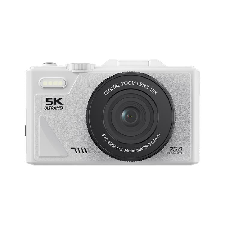 กล้องดิจิตอล W1 5K HD 75MP ซูมดิจิตอล 18X พร้อม WiFi เครื่องบันทึกวิดีโอหน้าจอพับได้, W1 สีขาว, W1 สีดำ