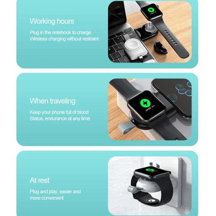 ที่ชาร์จไร้สายแม่เหล็กแบบพกพา Type-C สำหรับ Apple Watch 1/2/3/4/5/6/7/8/9/10/SE ที่ชาร์จไร้สายอัจฉริยะ