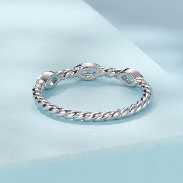 แหวนโอปอลนาโนประดับซิริคอนชุบแพลทินัมเงินสเตอร์ลิง S925 เบอร์ 6, 7, 8