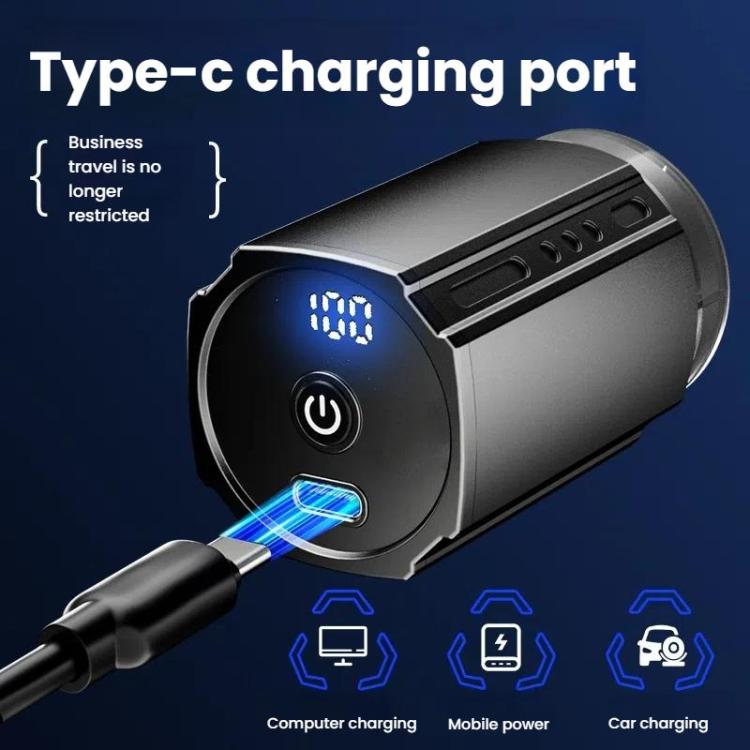 เครื่องโกนหนวดไฟฟ้าพกพาสำหรับผู้ชาย พร้อมจอ LCD ชาร์จเร็ว USB Type-C กันน้ำและล้างได้ หัวมีด 6 ใบ สีเทาเมทัลลิกเข้ม, ใบมีดลอยสีเทาเมทัลลิกเข้ม, หัวมีด 6 ใบ สีดำ, ใบมีดลอยสีดำ