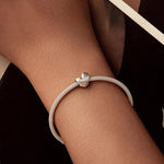 ลูกปัดสร้อยข้อมือรูปหัวใจเงางามเงินสเตอร์ลิง S925