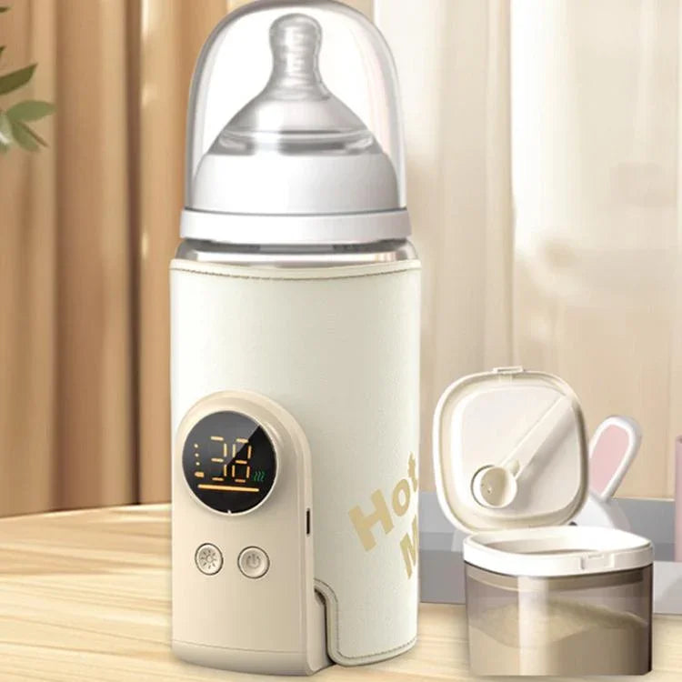 เครื่องอุ่นขวดนมไร้สาย 18W ปรับอุณหภูมิได้ 6 ระดับ ฝาครอบอุ่นนมสำหรับให้นมแม่และนมผง 6000mAh, 8000mAh, 10000mAh