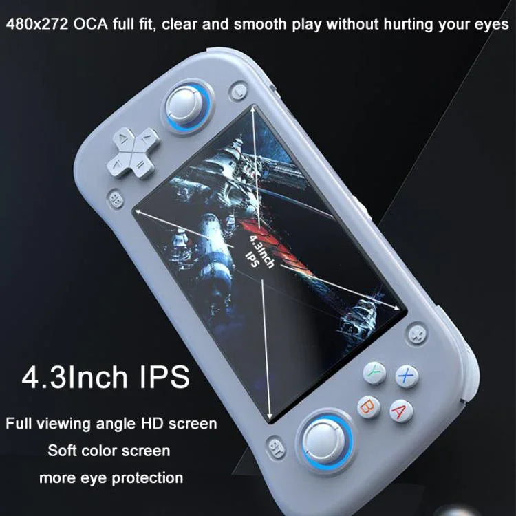 เครื่องเล่นเกมมือถือย้อนยุค XF43 หน้าจอขนาดใหญ่ 4.3 นิ้ว แบบโอเพ่นซอร์ส, 64G, 128G