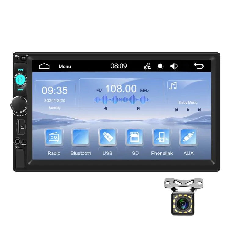 เครื่องเล่น MP5 รถยนต์ 7 นิ้ว มีสาย รองรับ Carplay Bluetooth หน้าจอใหญ่ ควบคุมกลางรถยนต์ รุ่นมาตรฐาน, มาตรฐาน+กล้อง 12 ดวง