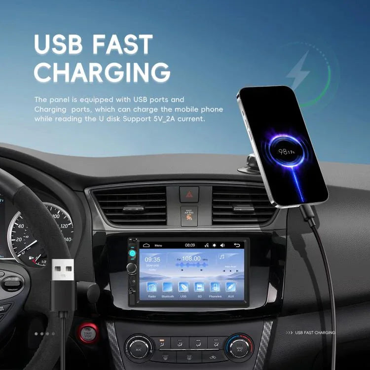เครื่องเล่น MP5 รถยนต์ 7 นิ้ว มีสาย รองรับ Carplay Bluetooth หน้าจอใหญ่ ควบคุมกลางรถยนต์ รุ่นมาตรฐาน, มาตรฐาน+กล้อง 12 ดวง