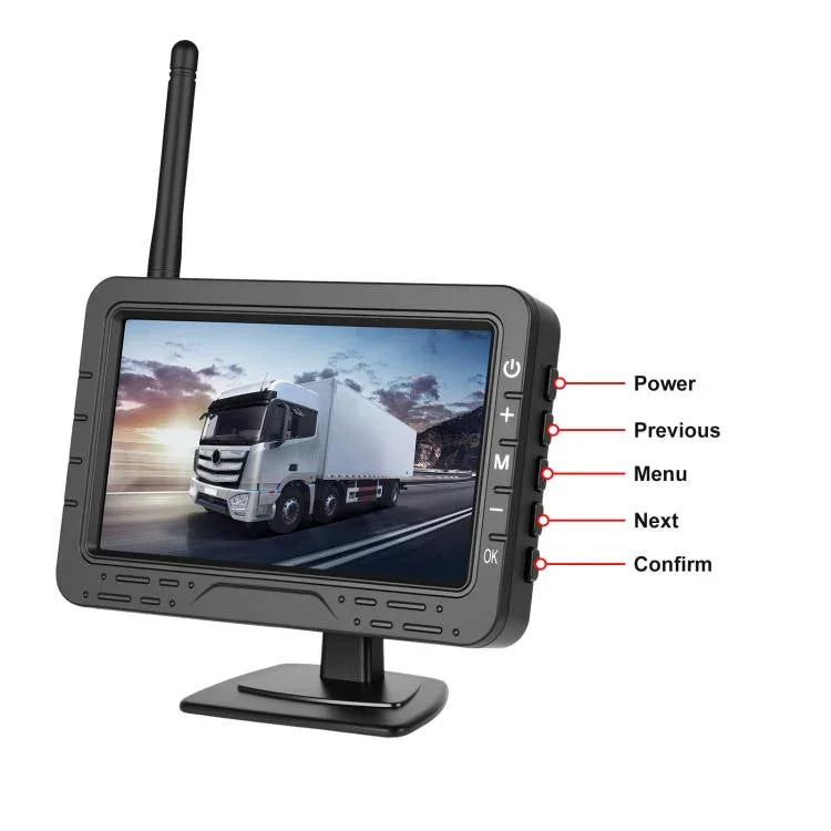 เครื่องแสดงภาพถอยหลังดิจิตอลไร้สาย HD 4.3 นิ้ว 1 ต่อ 1 ควบคุมกลางรถยนต์ พร้อมที่ยึดป้ายทะเบียนยาวสำหรับอเมริกาเหนือ และที่ยึดป้ายทะเบียนสั้นสำหรับยุโรป