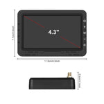 เครื่องแสดงภาพถอยหลังดิจิตอลไร้สาย HD 4.3 นิ้ว 1 ต่อ 1 ควบคุมกลางรถยนต์ พร้อมที่ยึดป้ายทะเบียนยาวสำหรับอเมริกาเหนือ และที่ยึดป้ายทะเบียนสั้นสำหรับยุโรป
