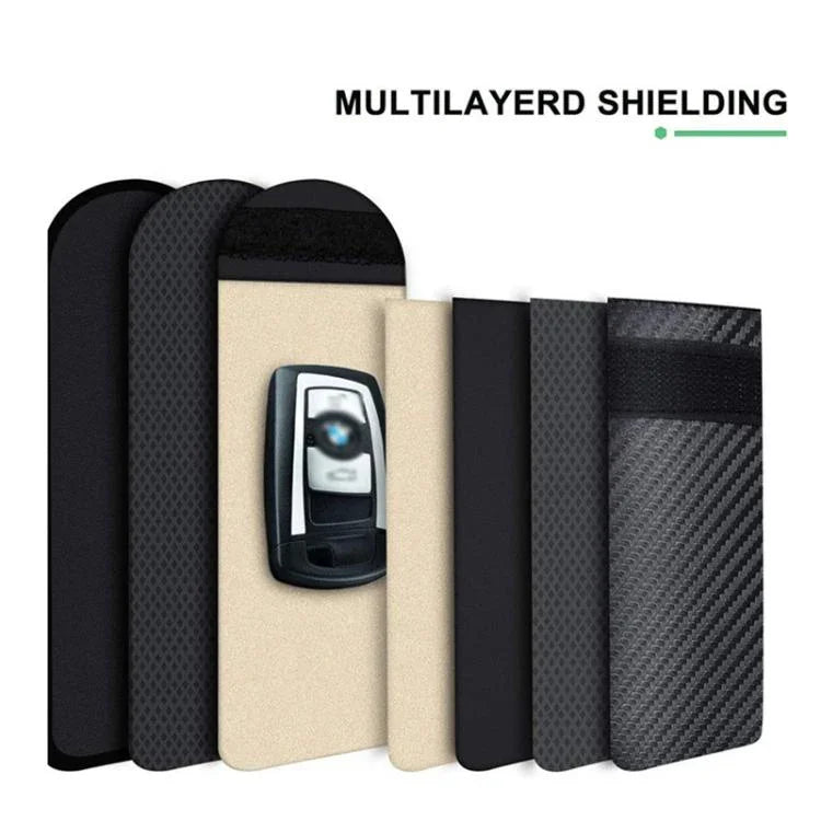 ที่เก็บกุญแจรถกัน RFID ป้องกันการสแกมมิ่ง เคสกุญแจคาร์บอนไฟเบอร์สำหรับรถยนต์ บัตรเครดิต และอุปกรณ์อิเล็กทรอนิกส์, เส้นสีแดงขนาดกลาง, เส้นสีเขียวขนาดกลาง, เส้นสีดำขนาดเล็ก