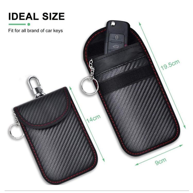 ที่เก็บกุญแจรถกัน RFID ป้องกันการสแกมมิ่ง เคสกุญแจคาร์บอนไฟเบอร์สำหรับรถยนต์ บัตรเครดิต และอุปกรณ์อิเล็กทรอนิกส์, เส้นสีแดงขนาดกลาง, เส้นสีเขียวขนาดกลาง, เส้นสีดำขนาดเล็ก