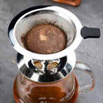 ไส้กรองกาแฟสแตนเลส V60 พร้อมฐาน สำหรับชงกาแฟแบบเทน้ำ ขนาด 1-2 ถ้วย ลายตาข่าย 300, 1-3 ถ้วย ลายตาข่าย 300, 1-4 ถ้วย ลายตาข่าย 300, 1-4 ถ้วย ลายตาข่าย 600, 1-6 ถ้วย ลายตาข่าย 600, 1-8 ถ้วย ลายตาข่าย 300