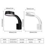 ไฟ LED คลิปตู้ปลา 5W สีฟ้า-ขาว พร้อม 12 LEDs ใช้พลังงาน USB สำหรับพืชน้ำ หญ้าน้ำ และตู้ขนาดเล็ก, 220V, 110V