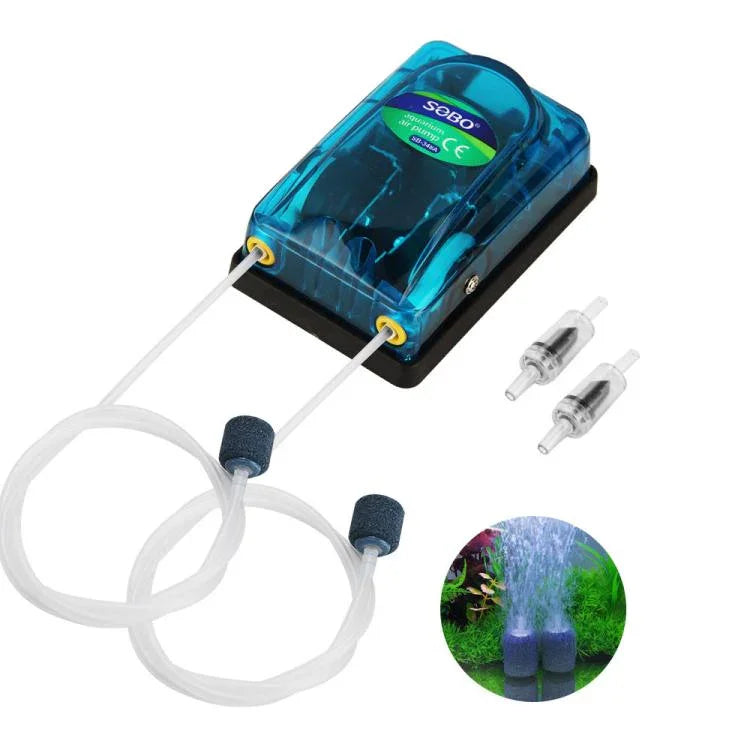 220-240V Transparent Ultra-Quiet Aquarium Air Pump, SOBO SB-248A 3W Single-hole, SOBO SB-348A 5W Double-hole