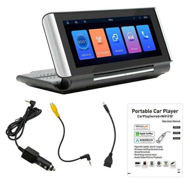 เครื่องเล่น MP5 รถยนต์ Bluetooth พับได้ 6.86 นิ้ว รองรับ MirrorLink/CarPlay/Android Auto รุ่น B5370 พร้อมกล้องถอยหลัง LED 4, 8 หรือ 12 ดวง