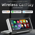 เครื่องเล่น MP5 รถยนต์ Bluetooth พับได้ 6.86 นิ้ว รองรับ MirrorLink/CarPlay/Android Auto รุ่น B5370 พร้อมกล้องถอยหลัง LED 4, 8 หรือ 12 ดวง