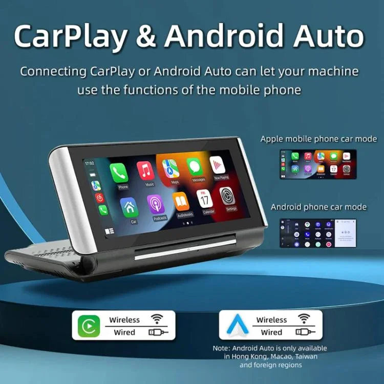 เครื่องเล่น MP5 รถยนต์ Bluetooth พับได้ 6.86 นิ้ว รองรับ MirrorLink/CarPlay/Android Auto รุ่น B5370 พร้อมกล้องถอยหลัง LED 4, 8 หรือ 12 ดวง