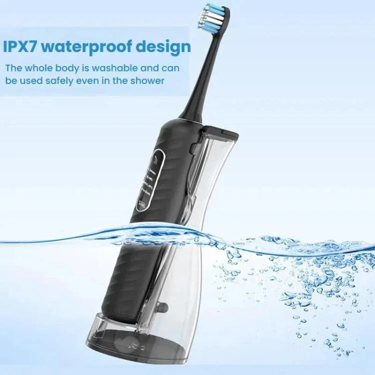 แปรงสีฟันไฟฟ้า 3-in-1 พร้อมเครื่องทำความสะอาดช่องปากและเครื่องฉีดน้ำล้างช่องปาก ถังน้ำถอดได้ 180 มล.