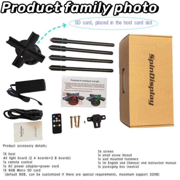 พัดลมโฮโลกราฟิก 3D ขนาด 60 ซม. ความละเอียด 1600x720 พร้อม LED 720 ดวง ควบคุมเนื้อหาผ่าน WiFi/แอป ปลั๊ก US, EU, UK, AU