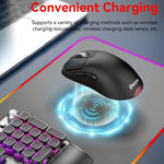 เมาส์เกมมิ่งไร้สายโหมดสาม 24000 DPI, 6 โหมดไฟ RGB, ชาร์จไฟได้, ตั้งมาโครได้, สีดำ, สีขาว, สีชมพู, ชาร์จไร้สายสีดำ, ชาร์จไร้สายสีขาว, ชาร์จไร้สายสีชมพู