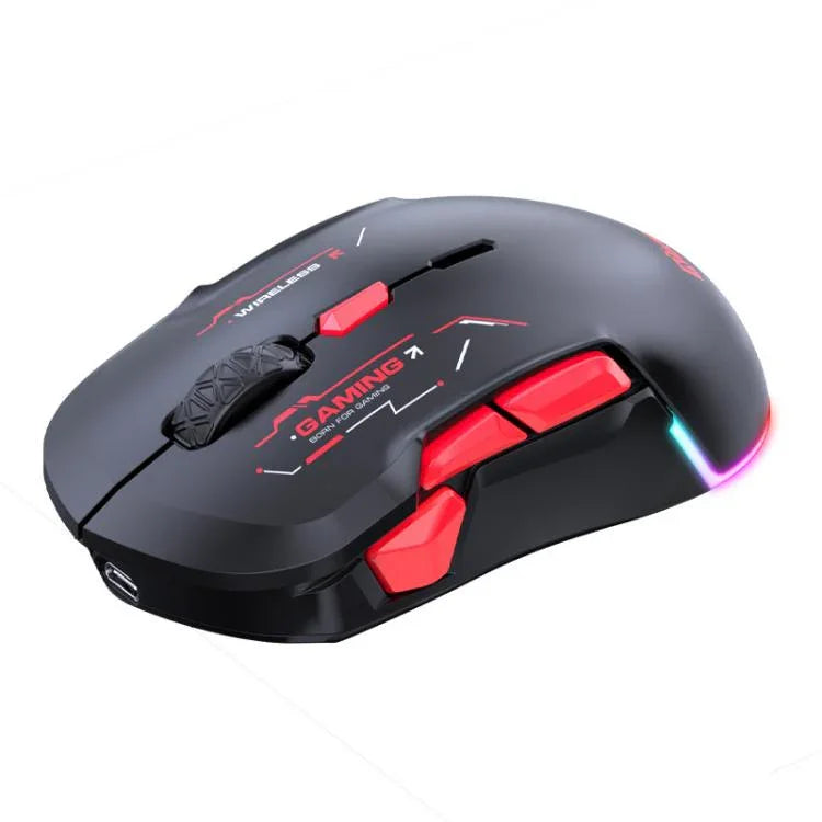เมาส์เกมมิ่ง MKESPN W12 แบบ 5 ช่องสัญญาณ Tri-Mode พร้อม 10 ปุ่ม 10000 DPI ดีไซน์สำหรับมือซ้ายและขวา RGB เมาส์มาโคร, W12 สีน้ำเงิน, W12 สีแดง