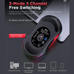 เมาส์เกมมิ่ง MKESPN W12 แบบ 5 ช่องสัญญาณ Tri-Mode พร้อม 10 ปุ่ม 10000 DPI ดีไซน์สำหรับมือซ้ายและขวา RGB เมาส์มาโคร, W12 สีน้ำเงิน, W12 สีแดง