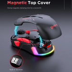 เมาส์เกมมิ่ง MKESPN W12 แบบ 5 ช่องสัญญาณ Tri-Mode พร้อม 10 ปุ่ม 10000 DPI ดีไซน์สำหรับมือซ้ายและขวา RGB เมาส์มาโคร, W12 สีน้ำเงิน, W12 สีแดง