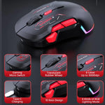 เมาส์เกมมิ่ง MKESPN W12 แบบ 5 ช่องสัญญาณ Tri-Mode พร้อม 10 ปุ่ม 10000 DPI ดีไซน์สำหรับมือซ้ายและขวา RGB เมาส์มาโคร, W12 สีน้ำเงิน, W12 สีแดง