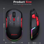 เมาส์เกมมิ่ง MKESPN W12 แบบ 5 ช่องสัญญาณ Tri-Mode พร้อม 10 ปุ่ม 10000 DPI ดีไซน์สำหรับมือซ้ายและขวา RGB เมาส์มาโคร, W12 สีน้ำเงิน, W12 สีแดง