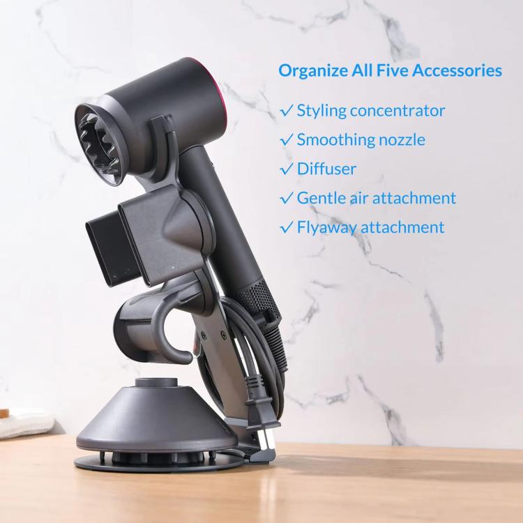 ที่วางไดร์เป่าผม Dyson Supersonic แบบตั้งโต๊ะ ขาตั้งโลหะพร้อมที่จัดเก็บสายไฟ ถอดได้ สีดำ