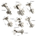 Cabinet Door Hinges Hydraulic Damp Buffer Furniture Hinges, 165-degree Full-Cover Straight Arm, 165-degree Half-Cover Medium Bend, 165-degree No-Cover Large Bend
