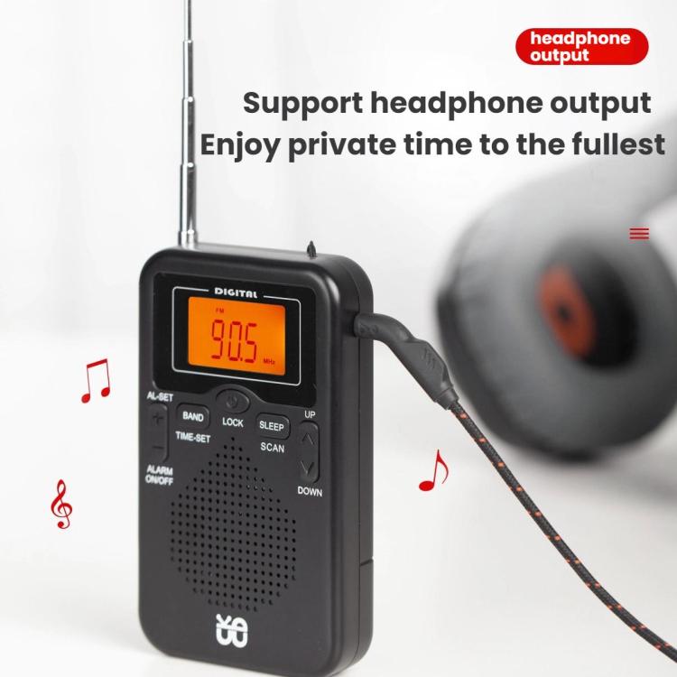 เครื่องเล่นวิทยุพกพาสเตอริโอ FM/AM ควบคุมด้วยนาฬิกาแบบพกพา สำหรับ EU, สำหรับ US