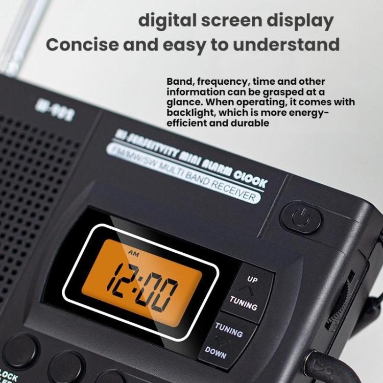 เครื่องเล่นวิทยุพกพา FM/AM/SW ครบวงจร ควบคุมด้วยนาฬิกา LCD สำหรับ EU, สำหรับ US
