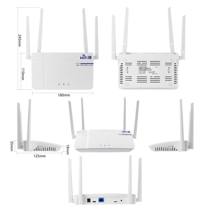 European / Asian / African Edition 4G CPE Wireless SIM Card LTE Router Wi-Fi 6 Wireless Hotspot, EU Plug, C920