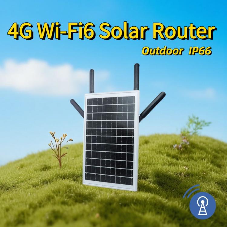 EAU 4G เราเตอร์ซิมการ์ดโซลาร์เซลล์ WiFi 6 กันน้ำ กลางแจ้ง 4G เป็น WiFi ผ่านสายเคเบิล