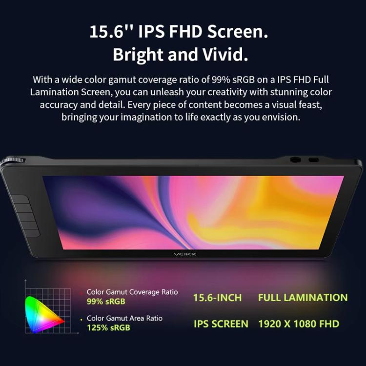 VEIKK VK1600 15.6 Inch Digital Drawing Screen Electronic Drawing Screen Compatible With Mobile Phone