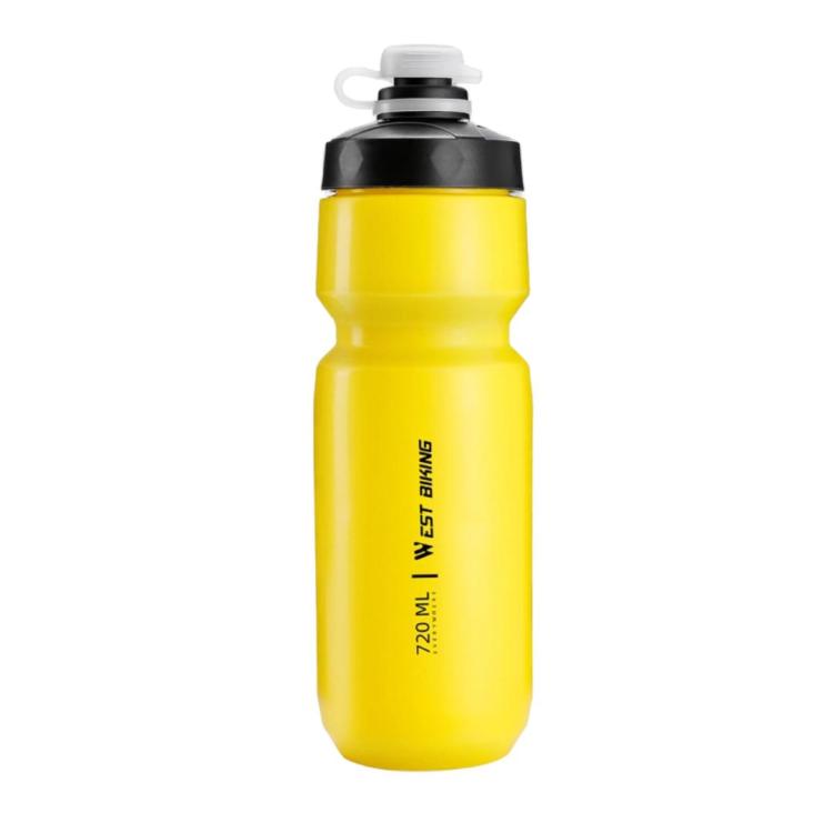 ขวดน้ำจักรยาน WEST BIKING 720ml สำหรับปั่นจักรยาน ดีไซน์บีบป้องกันการรั่วไหล ขวดน้ำกีฬาพกพา 720ml สีเหลือง, 720ml สีขาว, 720ml สีขาวกว้าง, 720ml สีเหลืองกว้าง