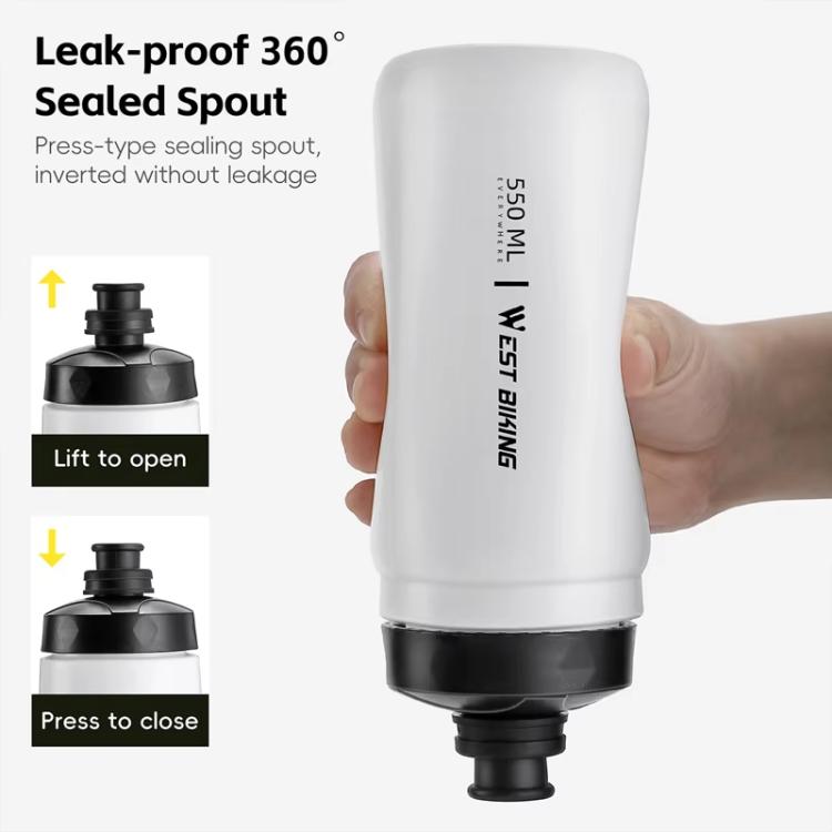 ขวดน้ำจักรยาน WEST BIKING 720ml สำหรับปั่นจักรยาน ดีไซน์บีบป้องกันการรั่วไหล ขวดน้ำกีฬาพกพา 720ml สีเหลือง, 720ml สีขาว, 720ml สีขาวกว้าง, 720ml สีเหลืองกว้าง