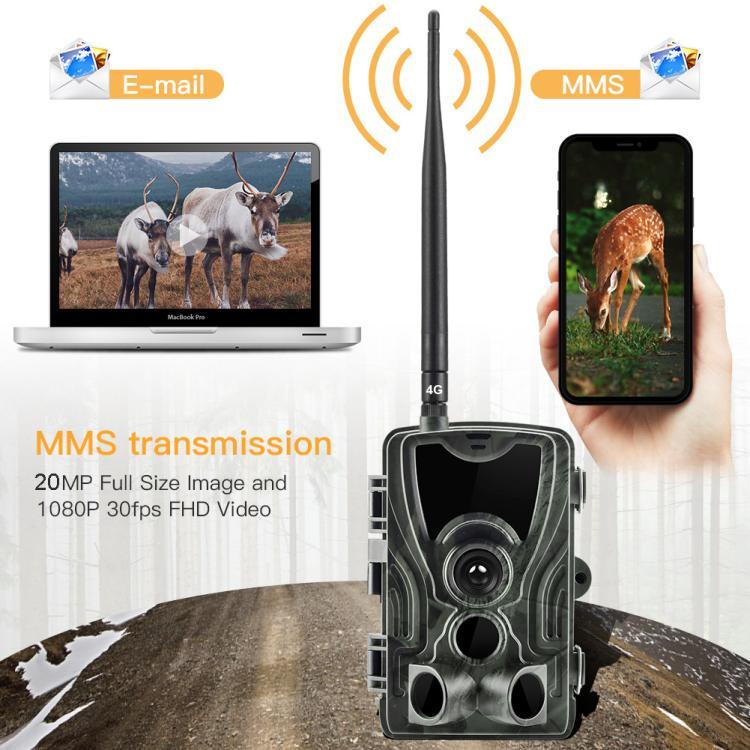 กล้องล่าสัตว์ติดตามอินฟราเรดกันฝนกันหมอก 20MP 4G HC-801LTE