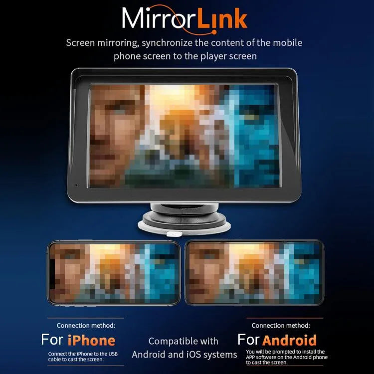 เครื่องเล่น MP5 รถยนต์ขนาด 7 นิ้ว หน้าจอสัมผัส HD พร้อมกล้องถอยหลัง 8 ดวง ไร้สาย CarPlay รุ่น X5300 พร้อมกล้อง 8 ดวง