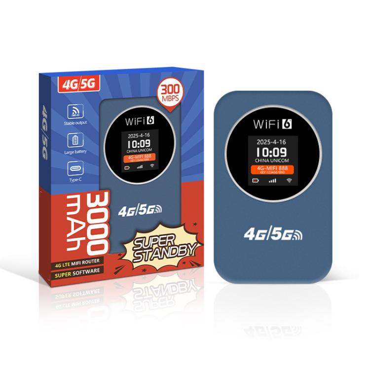 ฮอตสปอตไวไฟพกพา 4G/5G เราเตอร์มือถือ 300Mbps พร้อมแสดงเวลา แบตเตอรี่ในตัว 3000mAh รุ่นเอเชีย รุ่นยูเรเชีย