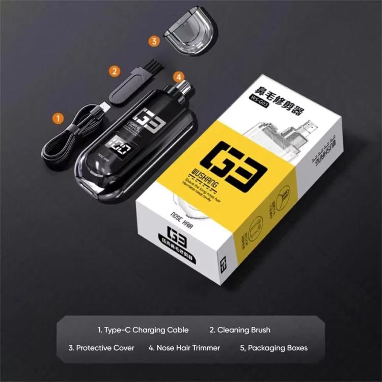 เครื่องตัดขนจมูก WUSHANG ชาร์จ USB-C อ่อนโยนและไม่เจ็บปวดสำหรับดูแลจมูก