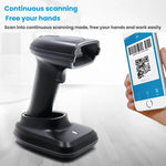 เครื่องสแกนบาร์โค้ด QR Code ไร้สายระยะไกลพร้อมฐาน, 2.4G เดี่ยว, 2.4G + Bluetooth