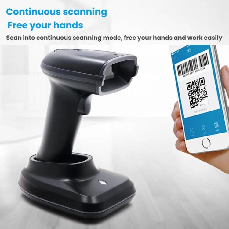 เครื่องสแกนบาร์โค้ด QR Code ไร้สายระยะไกลพร้อมฐาน, 2.4G เดี่ยว, 2.4G + Bluetooth