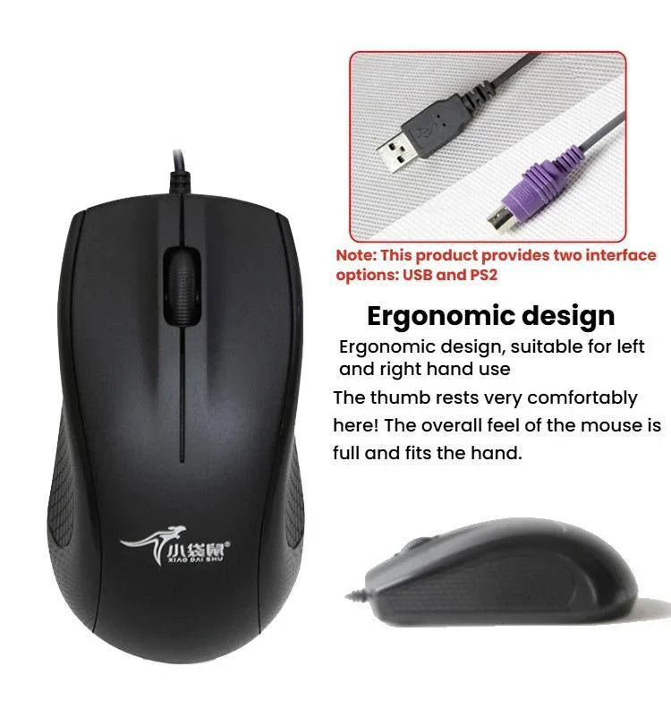 Little Kangaroo DS-9821 DS-911 ชุดคีย์บอร์ดและเมาส์แบบมีสายสำหรับแล็ปท็อป อุตสาหกรรม รองรับ USB, PS2