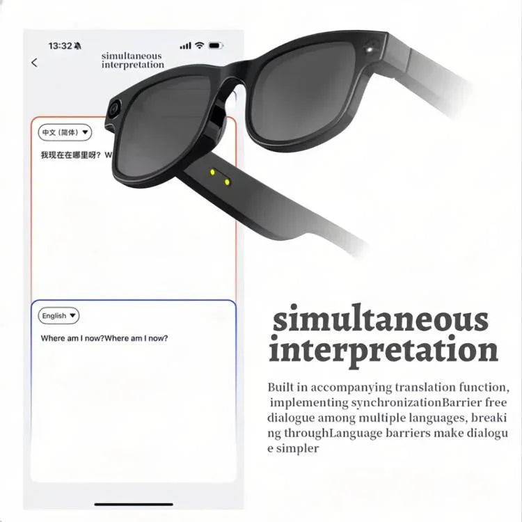 แว่นตาอัจฉริยะ AIMB-G1 พร้อมกล้อง 5MP & การแปล AI แบบเรียลไทม์ วิดีโอ 1080P กันสั่น ชุดเลนส์ 3 ชิ้น, AIMB-G1
