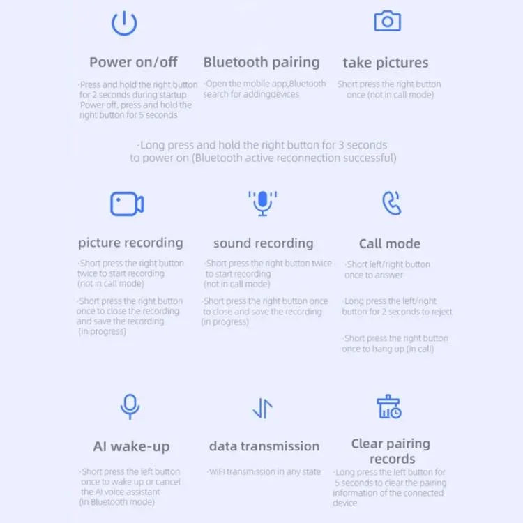 แว่นตาอัจฉริยะ V03-T5 พร้อมกล้อง 8MP & การแปล AI สด บันทึกวิดีโอ 1080P