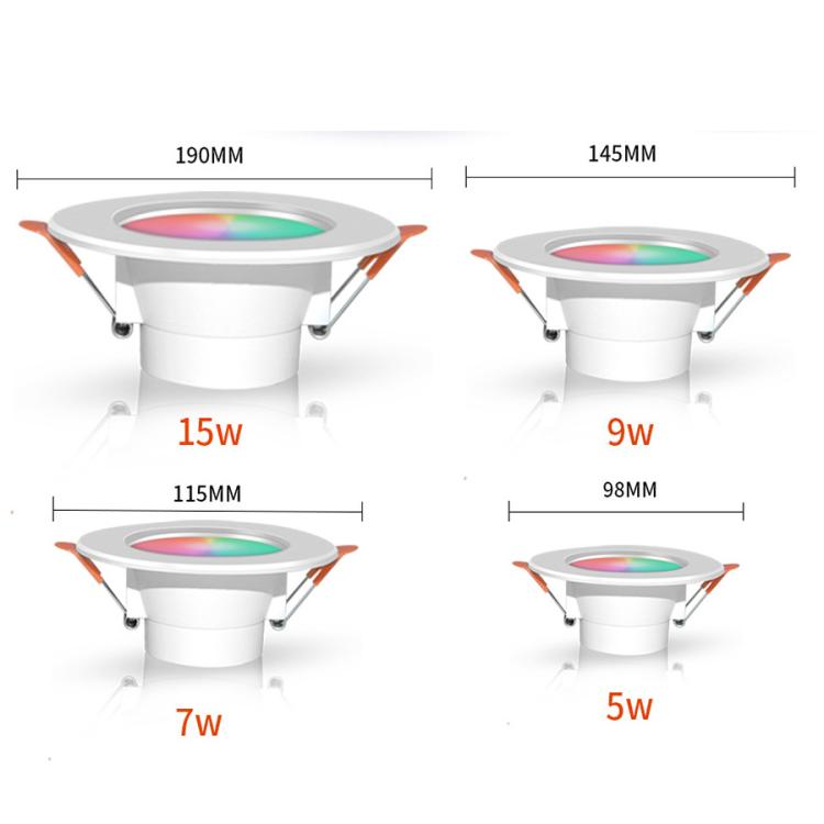 ไฟดาวน์ไลท์ LED ฝังฝ้ารองรับ Tuya WIFI & Bluetooth RGB+CW+WW ปรับความสว่างได้, 5W 2.5 นิ้ว, 7W 3.5 นิ้ว, 10W 4 นิ้ว